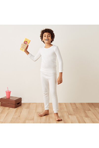 Juniors طقم تي شيرت وبيجامة حراري منقوش