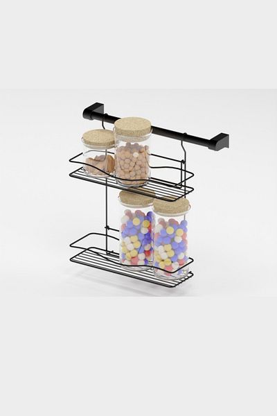 Suntel Rail Spice Rack Organizer Set Chrome