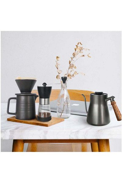 COOYA V60 Filter Coffee Machine Set, With Storage Box, Non-electric, Manual Drip Filter, Black