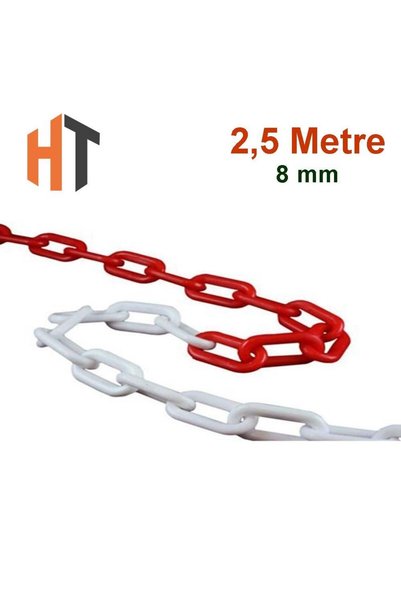 Hayat Trafik Plastik Zincir Kırmızı-Beyaz (Kalın 8mm) 2,5 metre