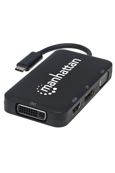 MANHATTAN Dock/Hub USB-C, porturi (x4): DisplayPort, DVI-I, HDMI sau VGA,