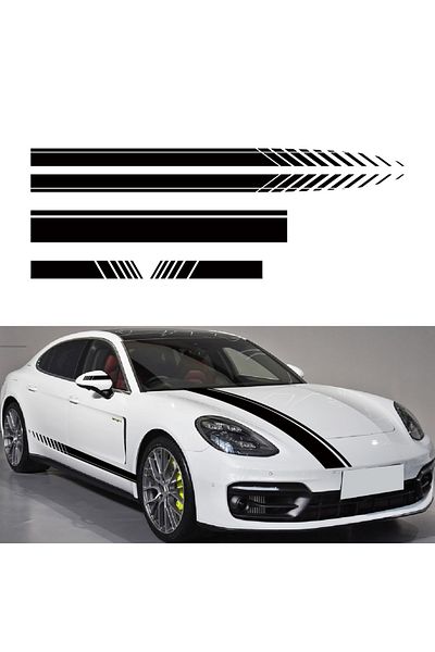 divendi-ro Set of 5 self-adhesive stickers Tuning model Racing Stripes V1" size 190 cm color Black"
