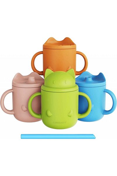 Lyasil Set of 4 baby cups, silicone, multicolor, 227 ml