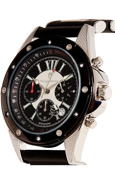 Philippe Moraly Water Resistant Leather Analog Wrist Watch LC0991BWBB