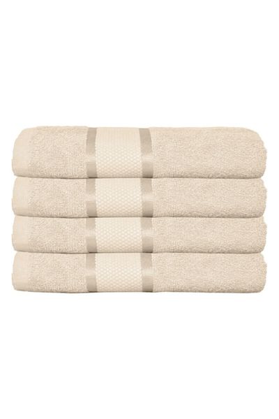 OEM Set 4 Bath Towels, Cotton, Plain, 400g/m², 70x140cm, Cream