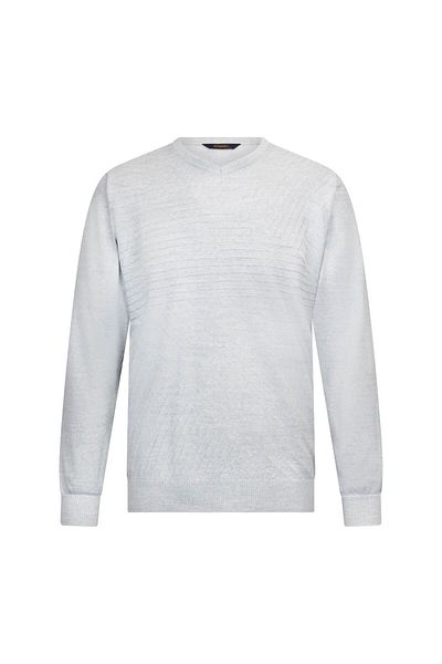 Hatemoğlu Gray Regular Fit V-Neck Wool Knitwear Sweater