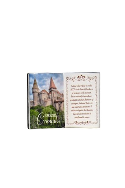 OEM Carte ceramică cu suport pentru pix, design Hunedoara, 10x8 cm, multicoloră