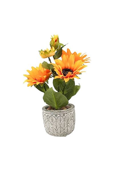 OEM Ghiveci cu floarea soarelui, 12x25 cm, galben-multicolor, ceramica si plastic, M1