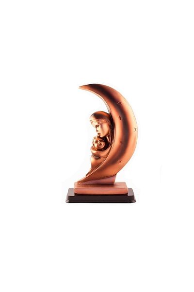 OEM Statue representing a crescent moon with a mother holding a child, 12x21 cm