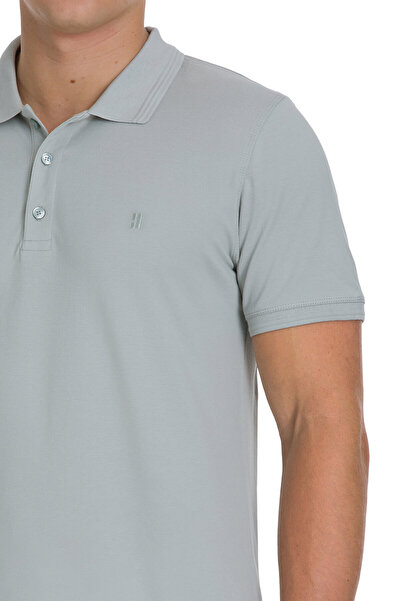 Hatemoğlu Πράσινο μπλουζάκι με κανονική εφαρμογή 100% βαμβακερό γιακά πόλο