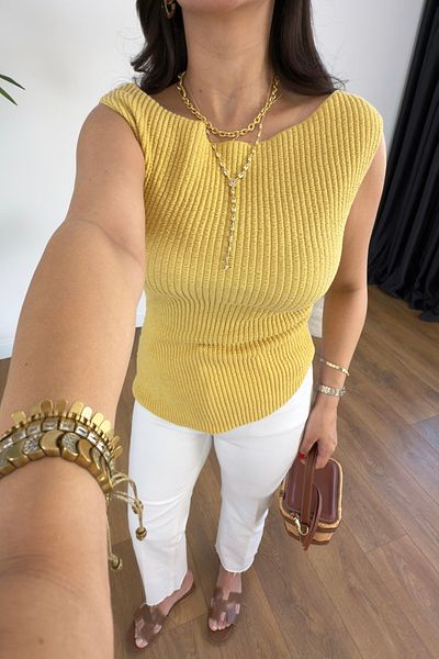 BİRCANÇİL Zr Kossa Yellow Asymmetric Cut Blouse