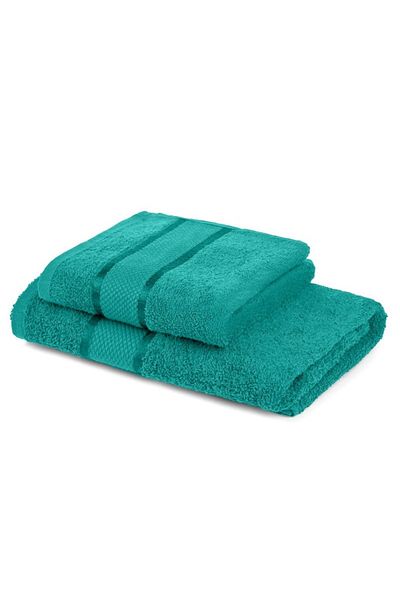 OEM Set of 2 Bath Towels, Cotton, 400g/m², 50x90cm/70x135cm, Dark Green
