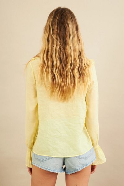 Cool & Sexy Women's Yellow Ruffle Shirt Dmr487