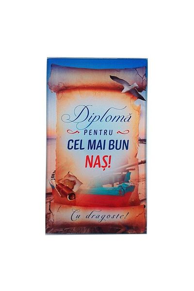OEM Placă de diplomă din sticlă, dedicată nașului/nașei, M4, 10x17cm