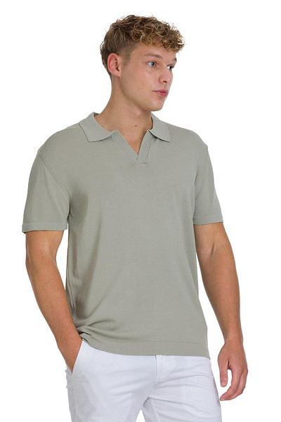 Hatemoğlu Khaki Regular Fit Polo Neck Rayon T-Shirt