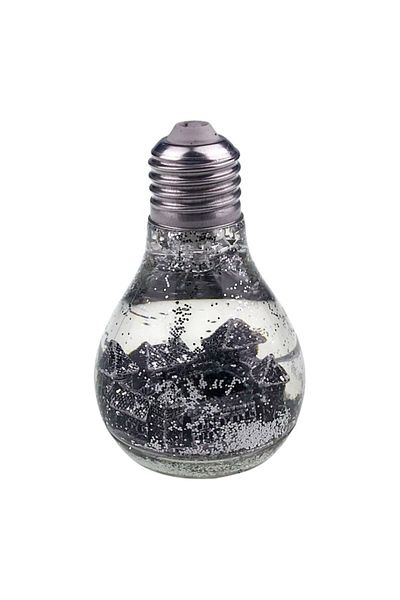 OEM Bec din plastic cu apă, sclipici și LED, Băile Felix, 6x10 cm, argintiu