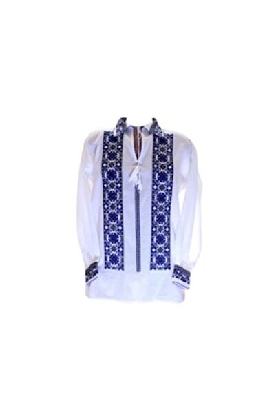 OEM Bluza Tip Ie Barbati, Model Traditional, Broderie Albastru, Maneca Lunga,...