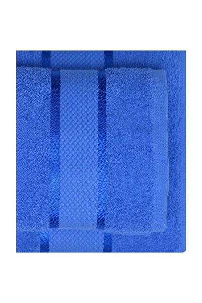OEM Set 4 Face Towels, Cotton, Solid Color, 400g/m², 50x90cm, Blue