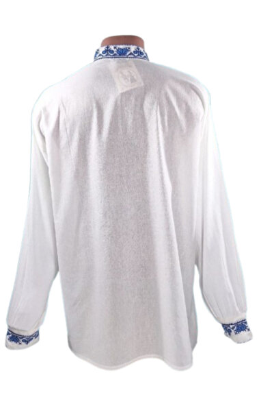 OEM Traditional men's shirt, tunic, blue embroidery, long sleeve, cotton, size XL