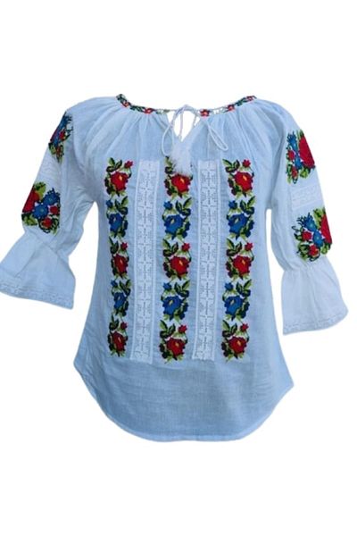 OEM Traditional Women's Blouse, Cotton, Rose Pattern, Multicolor, Size 2XL