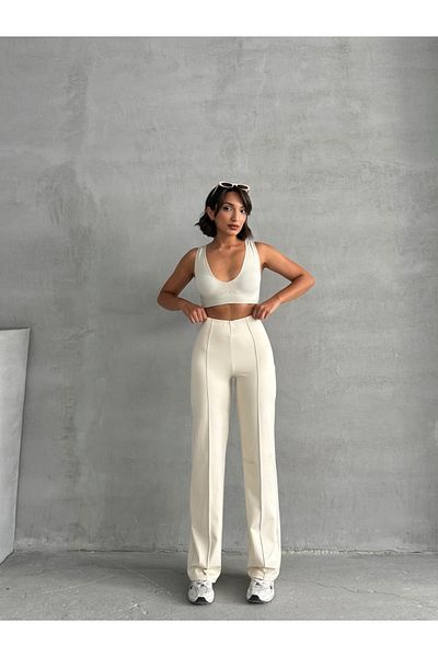 Miss Prova Premium Leggings Pants with Rib Detail and Waist Seat Missptl2672