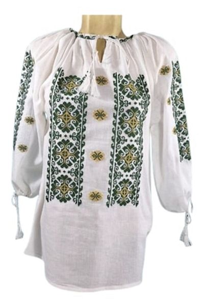 OEM Women's Blouse, Cotton, Green-Yellow Embroidery, Traditional Model, Long Sleeve, Size 3XL