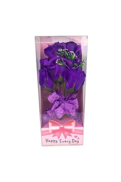 OEM Buchet format din cinci trandafiri de sapun/spuma, ambalat in cutie tiplata, M5, 10X25 cm