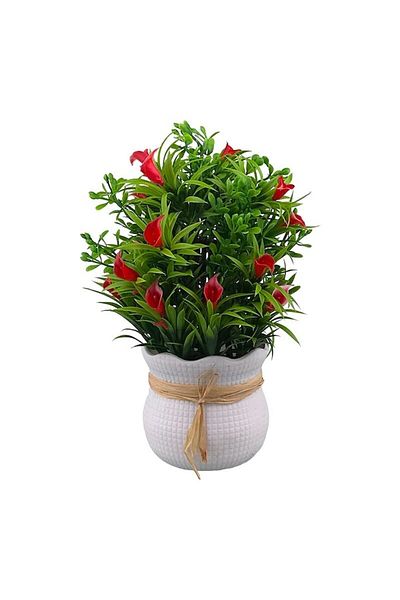 OEM Plastic Flower Pot with Ribbon, 13x24 cm, Red-Multicolor