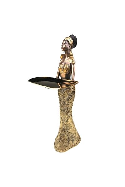 OEM Resin Figurine in the Shape of an African Face with a Metal Tray 23x46 cm