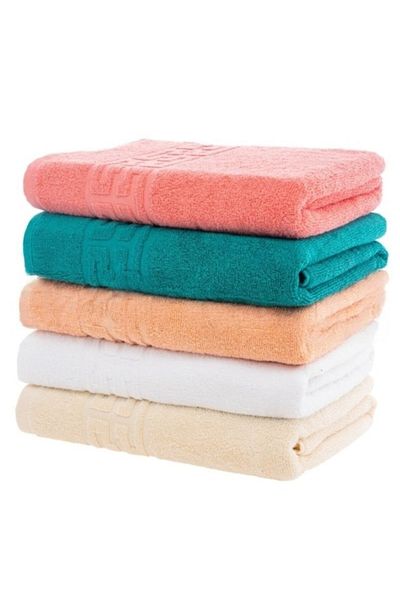 OEM Set 5 Prosoape de Bumbac, Uni, Bordura Greceasca, 500g/m², 70x140cm, Multicolor