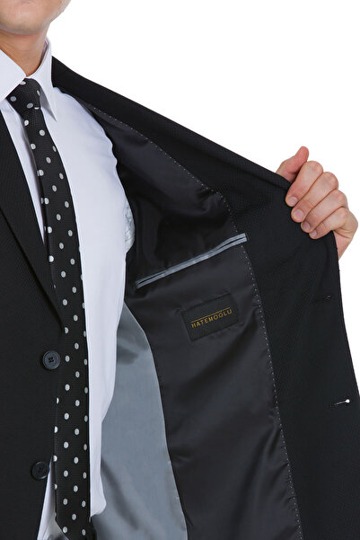 Hatemoğlu Siyah Slim Fit Mono Yaka Klasik Takım Elbise