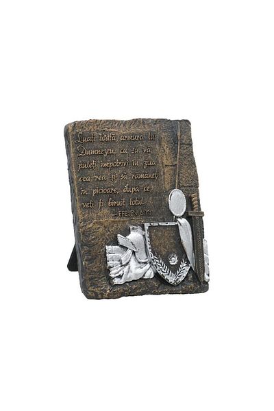 OEM Set 2 pieces, resin applique with armor and verse - Ephesians 6:13