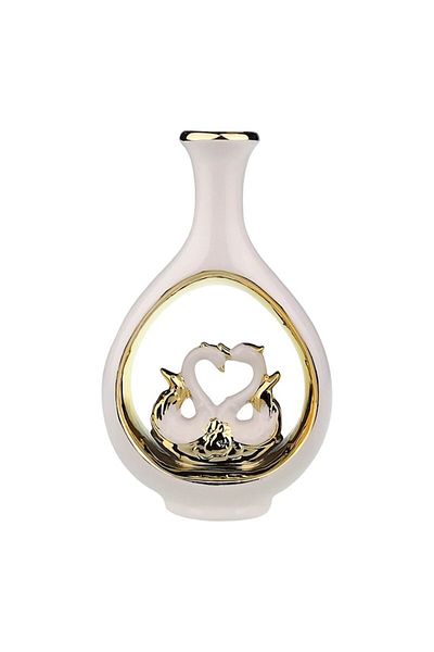 OEM Decorative ceramic vase, 17x29 cm, white-gold