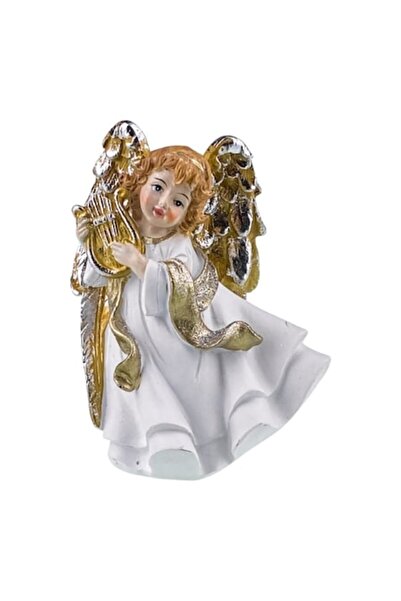 OEM Figurină înger din rășină cu instrumente muzicale, harpă 11x15 cm