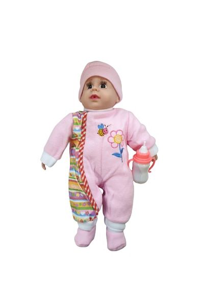 OEM Baby Doll with Illuminating Bottle and Laughter Sounds, 37cm, Pink