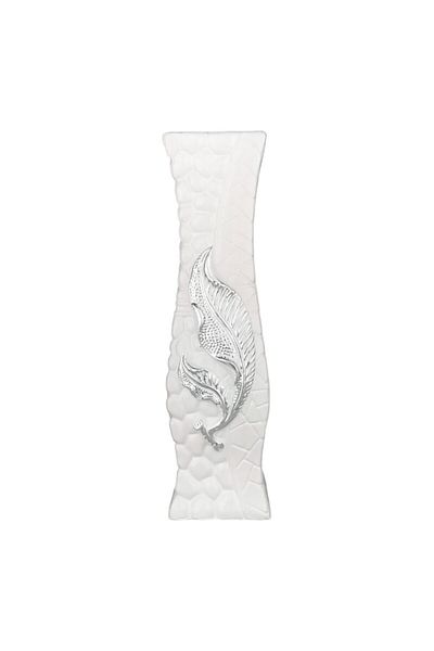 OEM Vază ceramică cu frunze, albă, 19x60 cm
