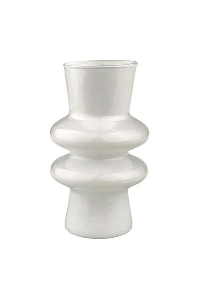 OEM Glass Vase with Two Connected Circles, 11x20 cm, White