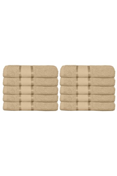 OEM Set 10 bathroom towels, Cotton, Uni, 400g/m², 70x140cm, Light Brown
