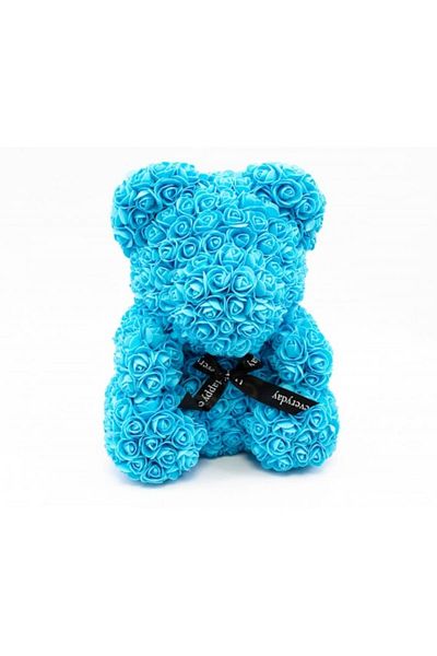 OEM Teddy bear dressed in soap roses in box 35cm, blue