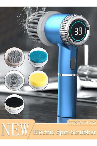 fun zone DUNISO Electric Spin Scrubber, 5 in 1 Electric Bathroom Scrubber with 3 Adjustable Speed & 5 Replace