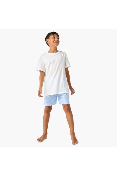 Juniors Printed Swim Shorts with Elasticated Drawstring and Pockets