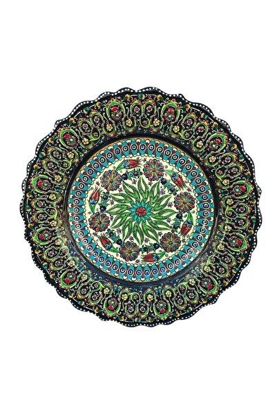 OEM Decorative Ceramic Plate with Phosphorescent Flowers, on Plastic Stand