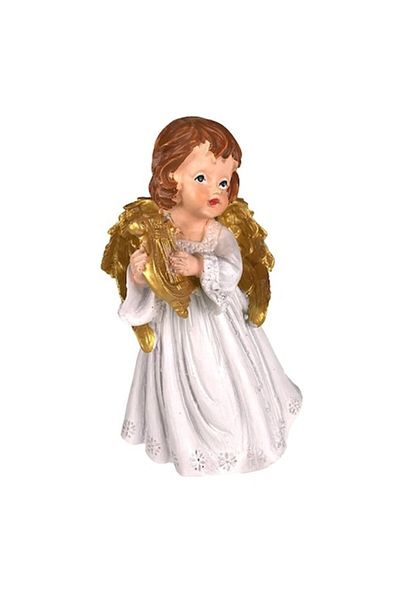OEM Angel Figurine with Gold Wings and Musical Instrument, 15cm, M1