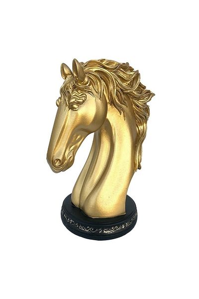 OEM Decoratiune din rasina, Cal, 21x28cm, Auriu-Negru