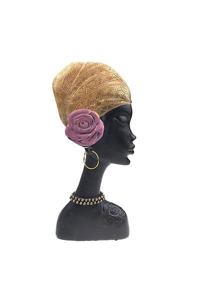 OEM Resin Decoration, African Woman Bust, 14x30cm, Multicolor, M1