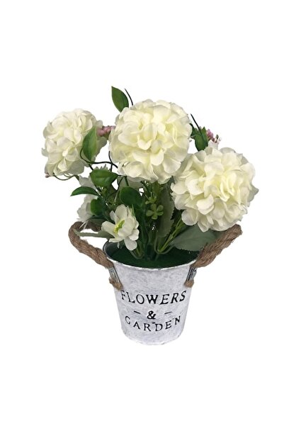 OEM Ghiveci metalic cu mânere din frânghie și garoafe din plastic, M5, 15x22 cm