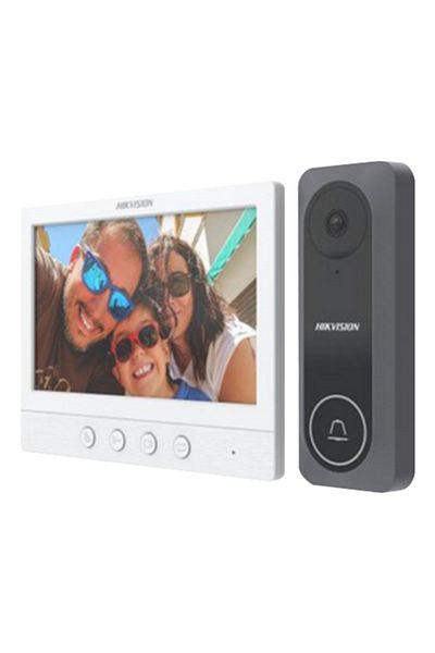 Hikvision Kit videointerfon analogic, ecran de 7', conexiune 4 fire pentru 1 familie, IR - DS-KIS212