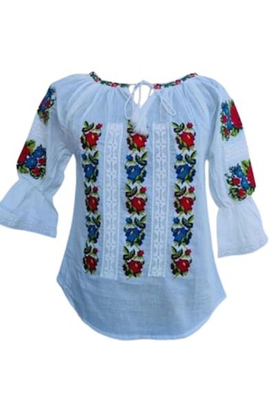 OEM Women's Traditional Blouse, Cotton, White, Size S
