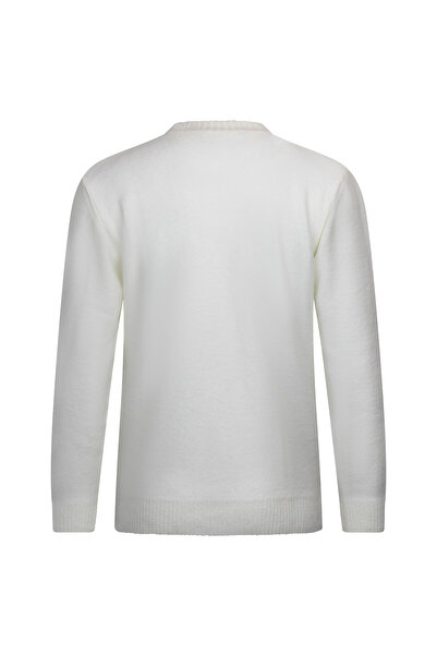 Hatemoğlu Ecru Regular Fit Jacquard Quarter Turtleneck Sweater