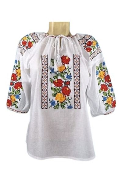 OEM Women's Traditional Floral Blouse, Cotton, Sleeve 3/4, Size M